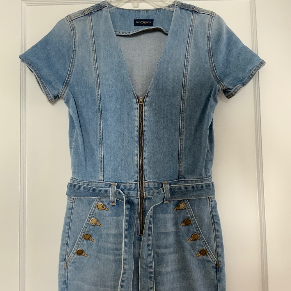 RAMY BROOK HELENA DENIM FLARELEG JUMPSUIT 26 Preloved